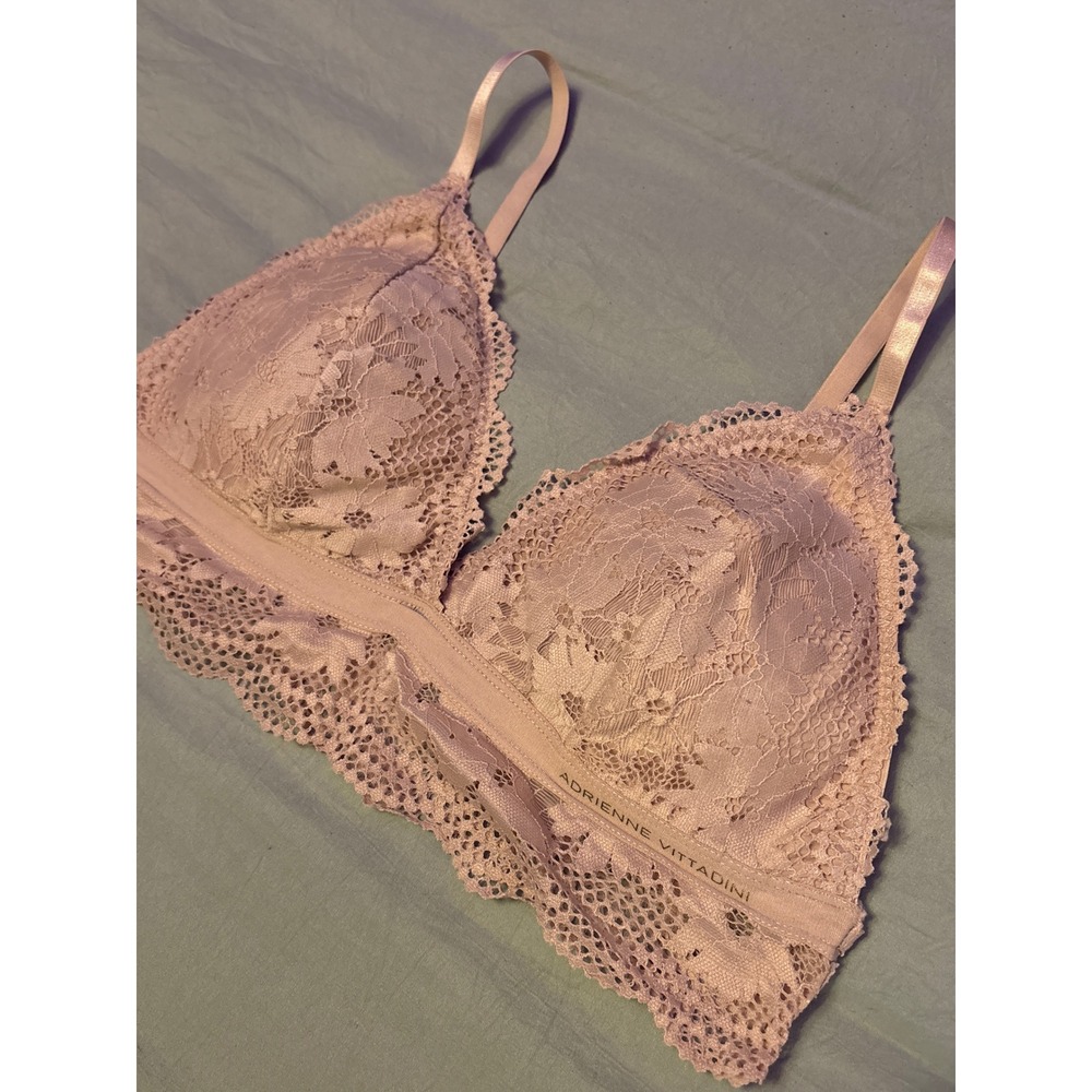 Adrienne Vittadini Blush Pink Lace Bralette Front Closure Size XL - Picture 2 of 4